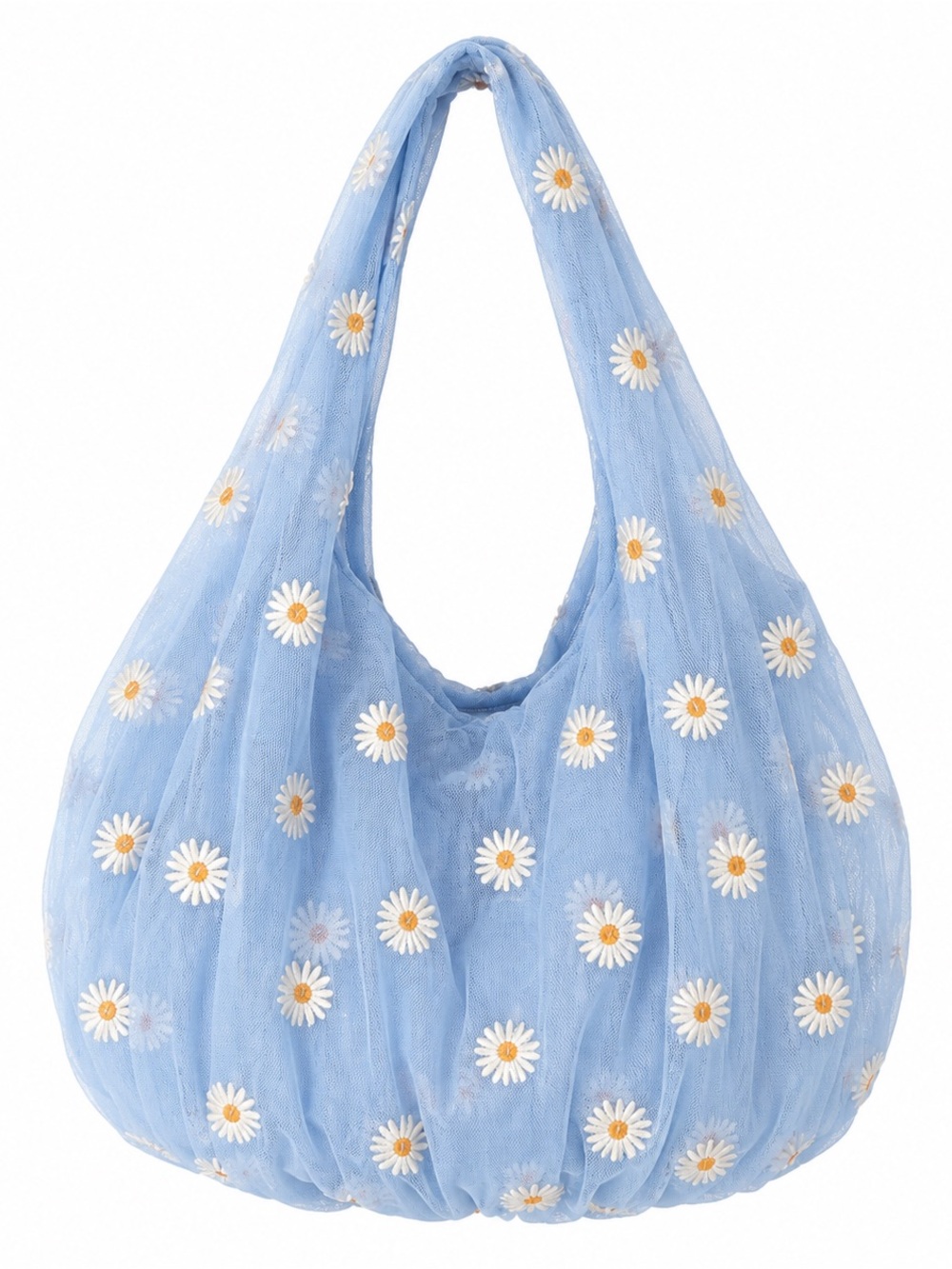 Zara Light Blue Daisy Mesh Shoulder Bag